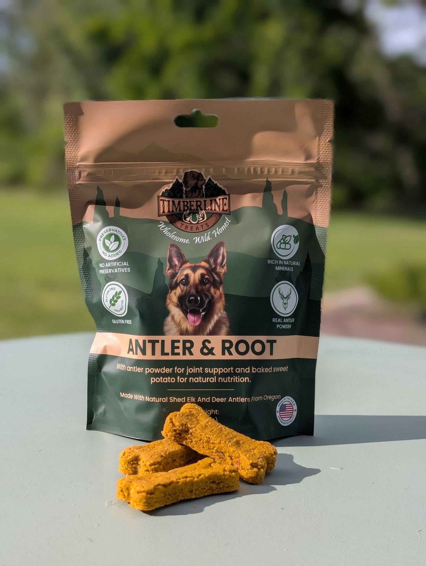2 Antler & Root – Handcrafted Dog Treats with Elk Antler & Sweet Potato (4 oz ea)