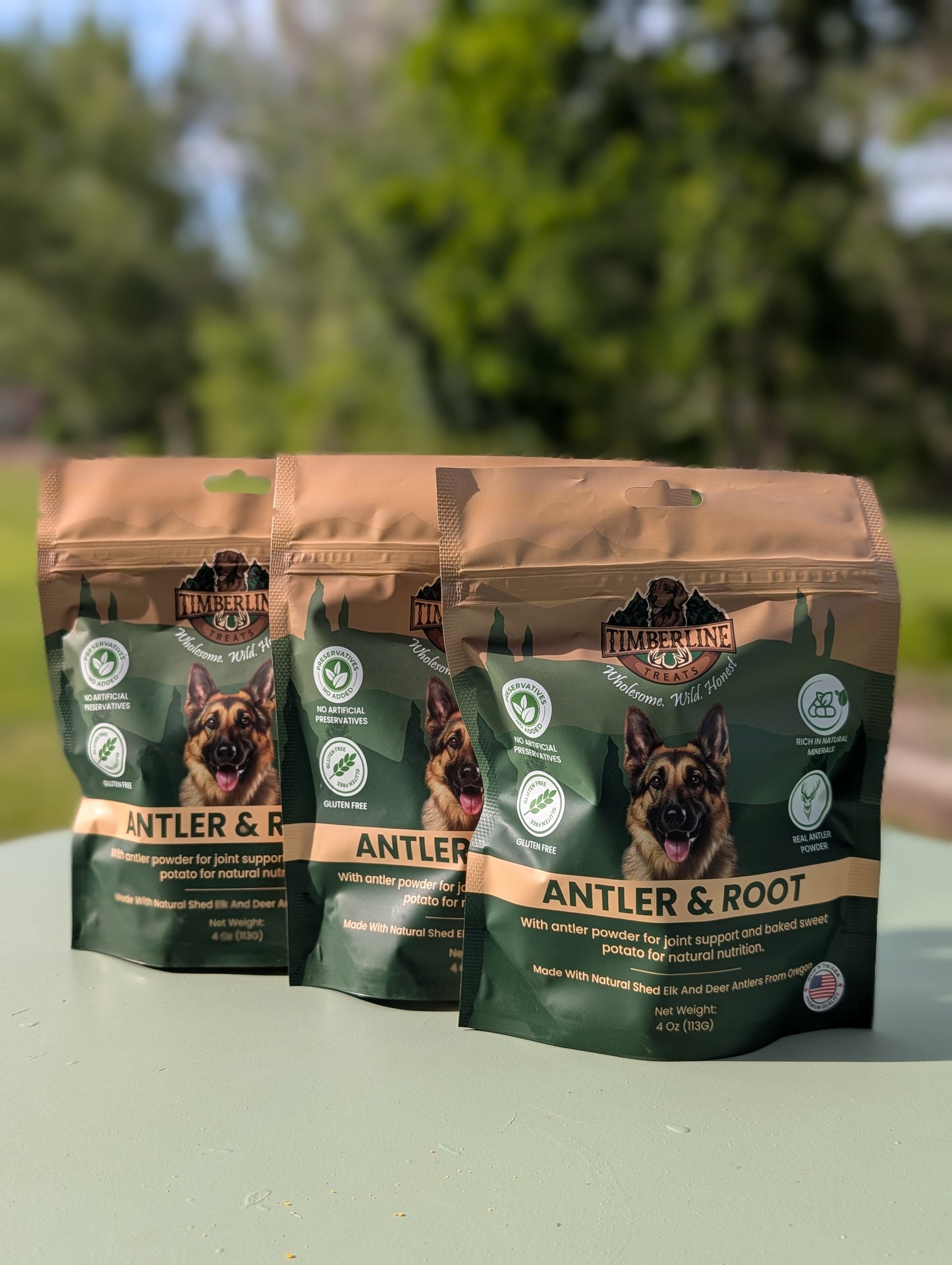 3 Antler & Root – Handcrafted Dog Treats with Elk Antler & Sweet Potato (4 oz ea)